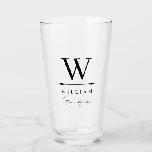 Verre Nettoyer le Groomsman Monogram intemporel (Devant)