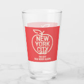 Verre NEW YORK VILLE Big Apple Skyline Red Modern (Dos)