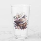 Verre Nid de colombe rousse avec fleurs et branches d'ol (Dos)