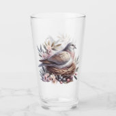 Verre Nid de colombe rousse avec fleurs et branches d'ol (Devant)