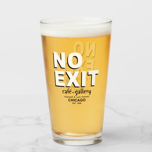 Verre No Exit Café, Galerie, Chicago. FONDÉE EN 1958 (Devant (rempli))