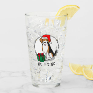Verre Noël Beagle de chapeau de Noël (tri couleur 3) Chi