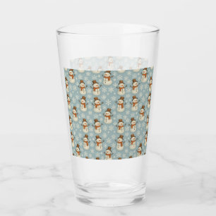 Verre Noël bonhomme de neige et flocons de neige bleus v