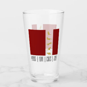 Verre Noël Chat Amoureux Rouge Blanc Or Moderne