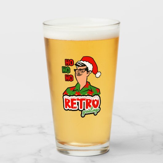 Verre Noël des voeux rétro (Devant (rempli))