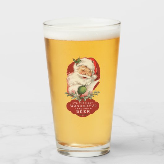 Verre Noël drôle Merveilleux temps pour une bière (Devant (rempli))