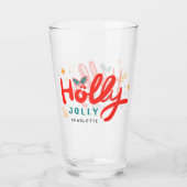 Verre Noël Holly Jolly Fun Winter Nom personnalisé (Devant)