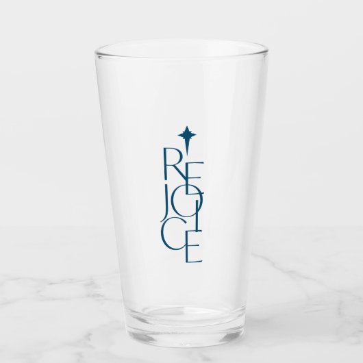 Verre Noël moderne, typographique REJOIX & étoile (Devant)