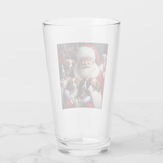 Verre Noël Père Noël avec Chiens 2 (Dos)