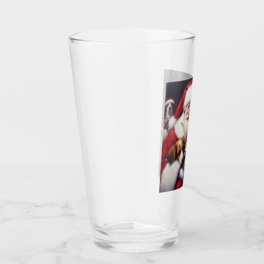 Verre Noël Père Noël avec Chiens 2 (Droite)