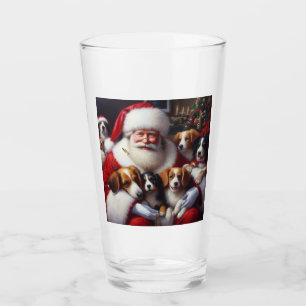 Verre Noël Père Noël avec Chiens 2