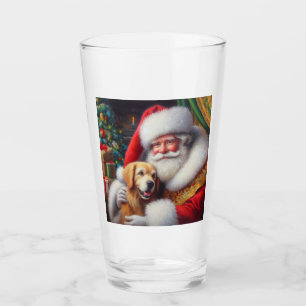 Verre Noël Père Noël avec Chiens 3