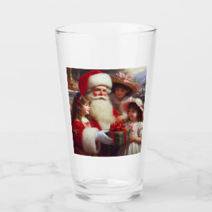 Verre Noël Père Noël avec enfants 1