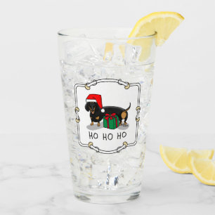 Verre Noël Père Noël Dachshund (S noir & tan) mignonne