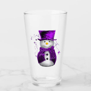 Verre Noël pourpre mignon de bonhomme de neige