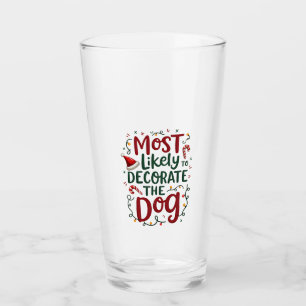 Verre Noël Probablement Décorer Chien Xmas Famille