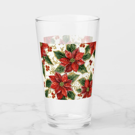 Verre Noël Rouge Poinsettia (Devant)