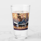 Verre Noël SlipperyJoe en or argent étoiles lumières hum (Devant)