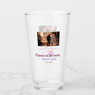 Verre Nœud rose pour 50 ans de mariage