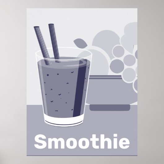 Verre Noir, Blanc, Bleu Cuisine Mur Art - Poster (Devant)