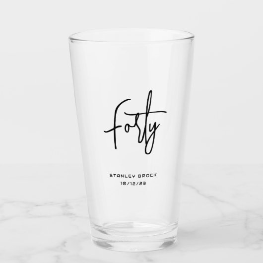 Verre Noir calligraphique simple 40e anniversaire (Devant)
