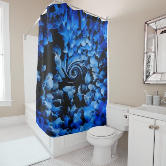 Verre noir et bleu Abstrait rideau de douche (En situation)