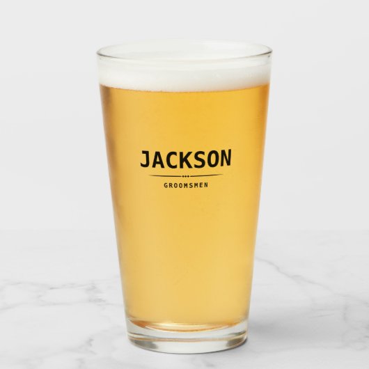 Verre Noir moderne Nom simple Groomsmen personnalisé (Devant (rempli))