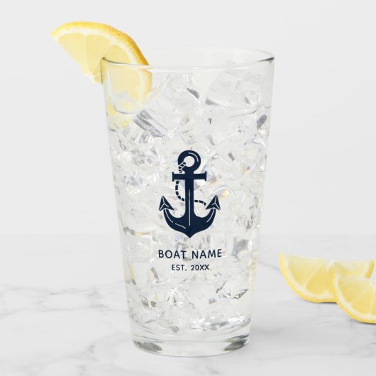 Verre Nom de bateau ancre nautique (Devant glace)
