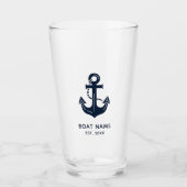 Verre Nom de bateau ancre nautique (Devant)