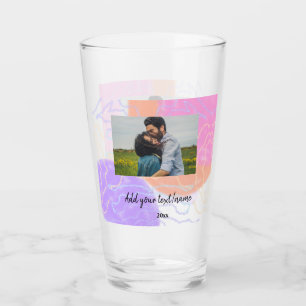 Verre nom de couple monogramme personnalisé simple minim