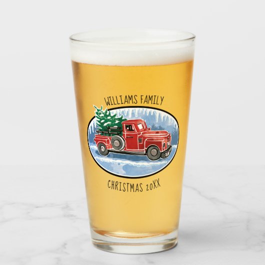 Verre Nom de famille décoré d'un monogramme de Noël (Devant (rempli))