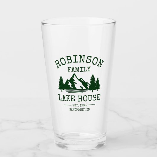 Verre Nom de famille Lake House Forest Green Trees (Devant)