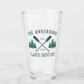 Verre Nom de famille Lake House Oars rustiques Pine Tree (Devant)