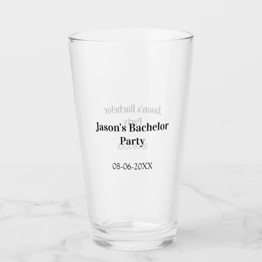 Verre Nom de la fête de célibat date simple minimal meil (Devant)