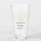 Verre Nom de la future mariée avec paillettes de coeurs  (Dos)