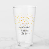 Verre Nom de la future mariée avec paillettes de coeurs  (Devant)