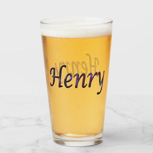 Verre Nom de la Nebula Bleue Henry (Devant (rempli))