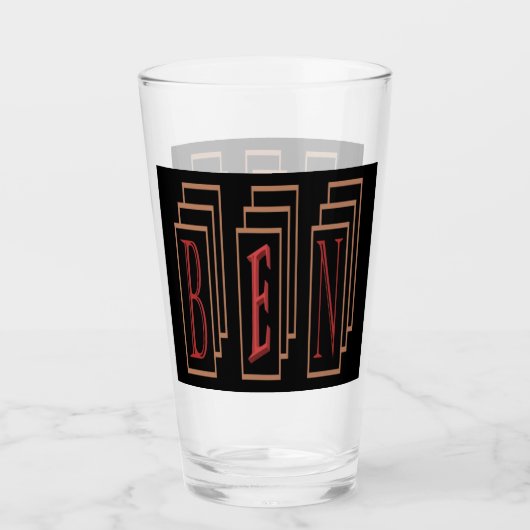 Verre Nom de l'enclos dans l'art couleurs rouge noir or (Devant)