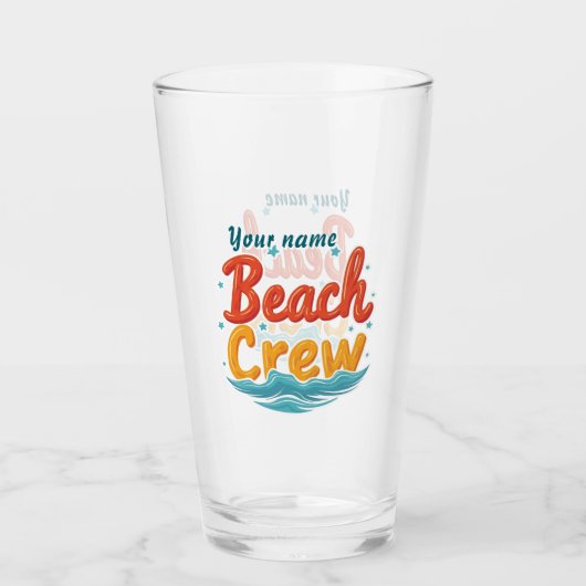 Verre Nom de l'équipage de plage personnalisé Conception (Devant)