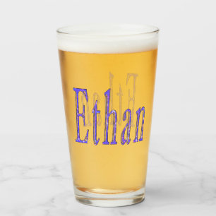 Verre Nom de l'Ethan étoilé bleu,