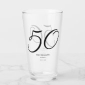 Verre Nom d'écriture élégant Date 50e anniversaire (Dos)