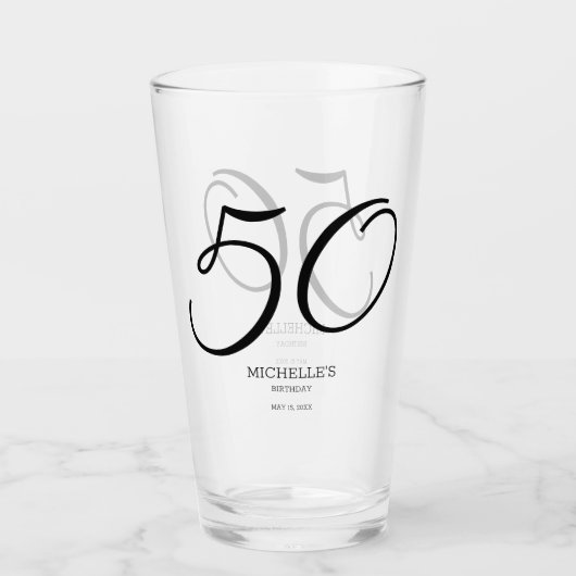 Verre Nom d'écriture élégant Date 50e anniversaire (Devant)