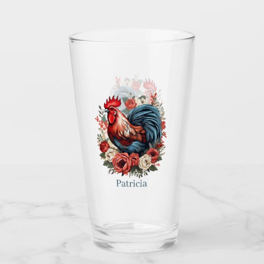 Verre Nom du coq du pays migre (Devant)