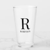 Verre Nom du monogramme Bière moderne minimaliste simple (Devant)