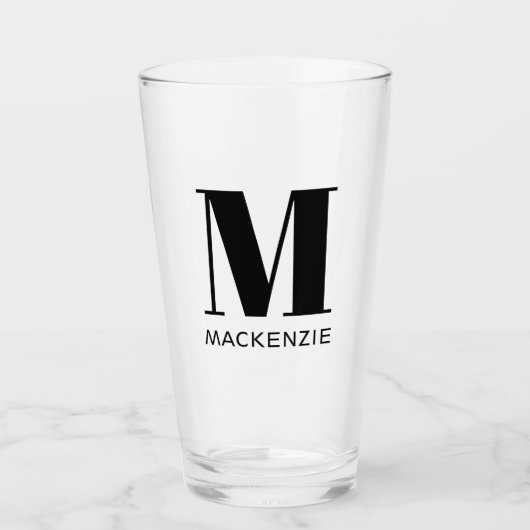 Verre Nom du monogramme Bière simple (Devant)