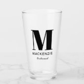 Verre Nom du monogramme de la servante de Bridesmaid (Devant)