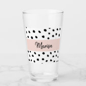 Verre Nom du monogramme moderne | Points rose et noir Pa (Devant)
