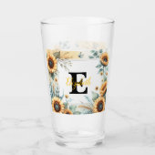 Verre Nom du monogramme pasterose de tournesol floral (Devant)