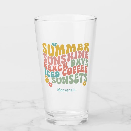 Verre Nom du monogramme rose d'été Super (Devant)