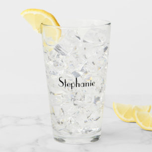 Verre Nom du monogramme Simple Minimal Mariage Cadeau Fa